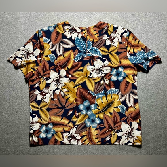 Kasper Women’s Floral Blouse XL Multicolor Short Sleeve Boxy Career Top - Picture 7 of 9